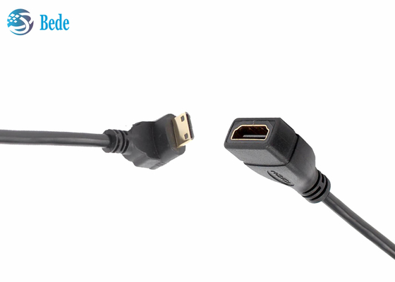 Ψαρευμένο μίνι αρσενικό HDMI στο θηλυκό συνδετήρα 4 προσαρμοστών καλωδίων HDMI κατευθύνσεις επάνω-κάτω-αριστερός-δεξιά