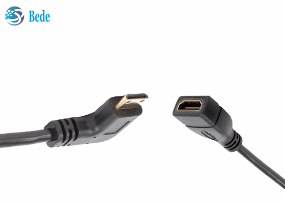 Ψαρευμένο μίνι αρσενικό HDMI στο θηλυκό συνδετήρα 4 προσαρμοστών καλωδίων HDMI κατευθύνσεις επάνω-κάτω-αριστερός-δεξιά