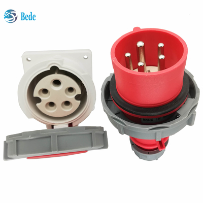 Αδιάβροχες υποδοχές 5Pins 3P+N+E 16Amp βουλωμάτων IP67 βιομηχανικές και τοποθετώντας τύπος επιτροπής 32Amp