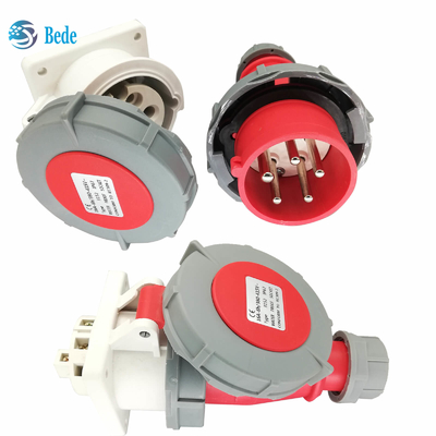 Αδιάβροχες υποδοχές 5Pins 3P+N+E 16Amp βουλωμάτων IP67 βιομηχανικές και τοποθετώντας τύπος επιτροπής 32Amp