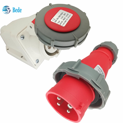 4 πινς IP67 Βιομηχανική ηλεκτρική πρίζα με 16A / 380~415V Τύπος τοιχώματος